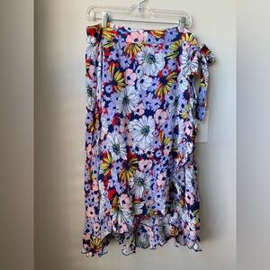 Anthropologie Floral Asymmetrical Skirt - Multicolor